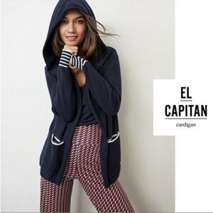 $168 Cabi 5780 Capitan Cardigan Sweater Navy Stripe Sleeve S